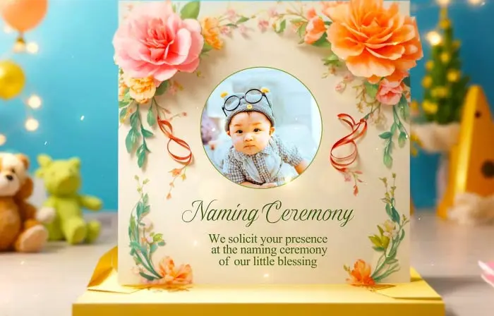 Custom 3D Floral Naming Ceremony Invitation Slideshow